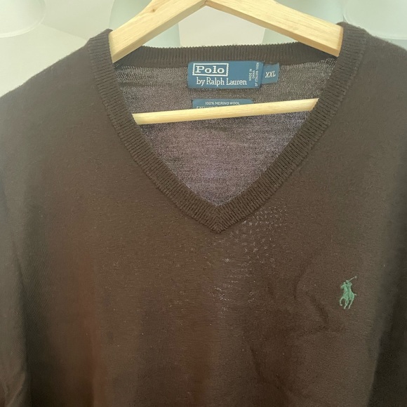 Brown Polo by Ralph Lauren v-neck sweater - Picture 1 of 3